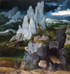 St. Hieronymus in einer felsigen Landschaft